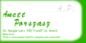 anett porszasz business card